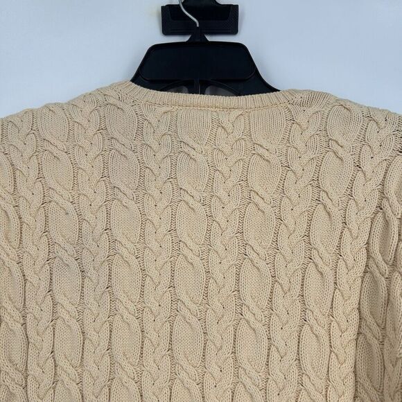 Vintage Talbots Cable Knit Sweater Beige Chunky Knit Cotton Size PP Petite - Picture 7 of 9